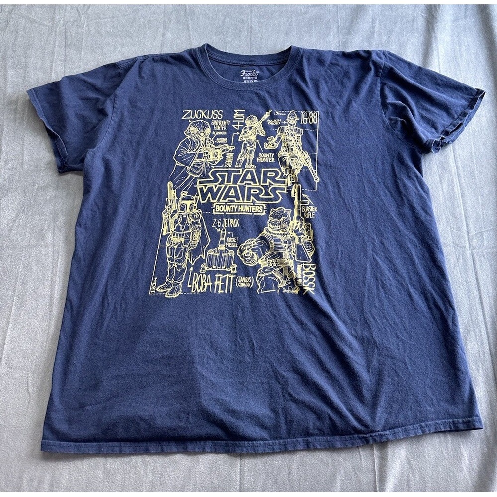 Star Wars Bounty Hunters Funko Mens 3XL Blue TShirt Ripped Short Sleeves